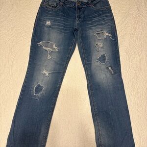 Y2K Hydraulic Distressed Blue capri Jeans women’s size 5/6